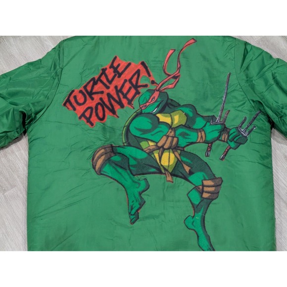 Vintage Teenage Mutant Ninja Turtles Jacket Mens Large Green Turtle Power 80s - Picture 8 of 9
